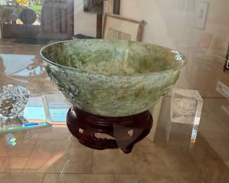 Jadeite small bowl on stand 