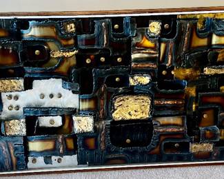 Large Brutalist wall hanging signed.Brother Mel
