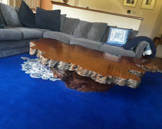 1970’s burl slab coffee table