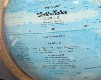 Detail: Replogle World Nation Relief Globe made in U.S.A.