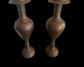 Pair of tall vintage brass vases