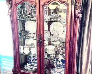 Beautiful solid wood curio cabinet w/ glass doors 