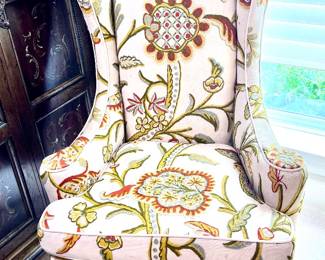 Floral spindle leg arm chair