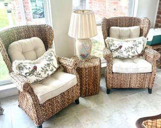 Havana Seagrass Wingback chairs w/cushions and matching table