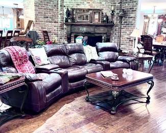 Leather Sectional with rocker and recliner seats 
