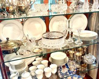 Assorted crystal and china sets 