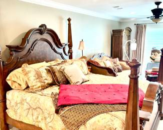 Large Kingsize (4 post) bed w/ new adjustable mattress (which can be included if desired)