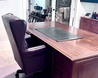 Solid wood Executive Desk w/ chair and matching credenza 