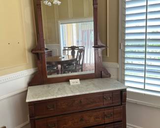 Marble Top Dresser with Mirror
