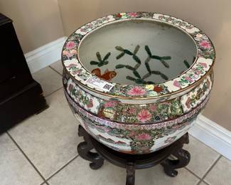 Oriental Rose Fishbowl and Stand