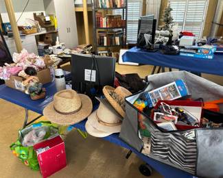 Misc shoes, Kay’s, dolls, toys, games, electronics.