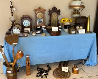 Antique clicks, lamps, phonograph and more.