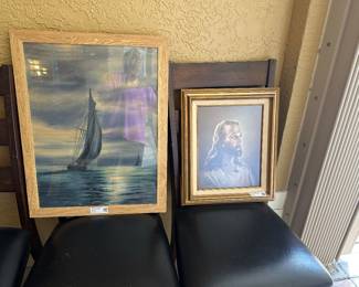 Sailboat and Jesus Paintings