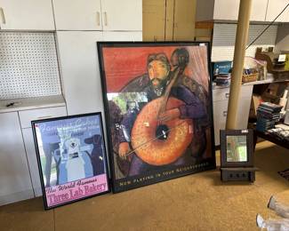 Framed posters and Shaving Mirror