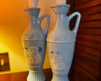 Large Jim Beam Decanters, Blue Milk Glass