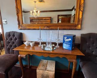 Large Wall Mirror, Oak Entry Table, etc.