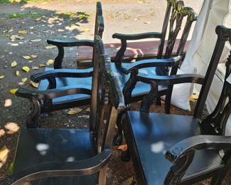 4 Black Chippendale chairs ( need repair)
