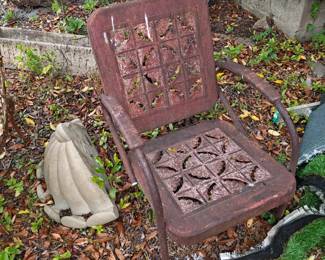 Metal Garden Chair & Wall Fountain 