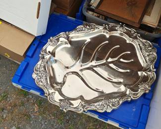 Silver Serving Tray with tree well 