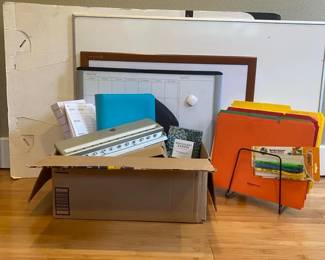 Mystery Lot Of Office Supplies Including White Boards  Chart Pads