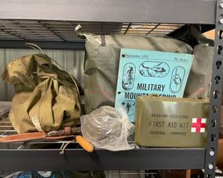 Vintage Survival Gear With Chemical Protective Suits First Aid Kit  More