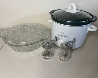 Rival Crock Pot Anchor Hocking Casserole Dish With Salt  Pepper Shaker
