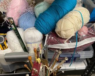 Mystery Lot Of Yarn  Needles With Knitting Book