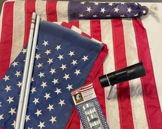 Two American Flags 29x48  Bracket Mini Scope  Stand