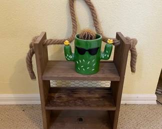 Smith Farm Co Hanging Shelf with Cactus Planter