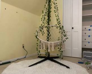 Cotton Rope Swing Hanging Chair For Indoor  60 Round Rug