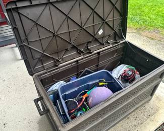 Deck Box With Baseball Racket Ball Umbrellas  Miscellaneous Sporting Equipment