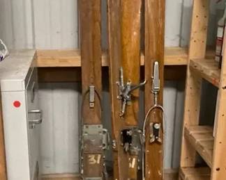 Vintage Wooden Skis For Decor