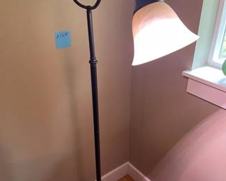 Lamp With Black Stand And Cream Glass