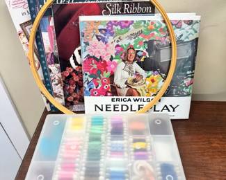 Embroidery Floss With Hoop And Books