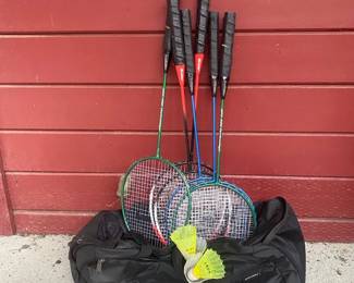 Six Badminton Rackets  Birdies With Carry Bag