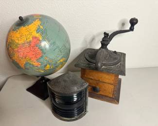 Desktop Globe Antique Coffee Grinder  Maritime Ships Lanter