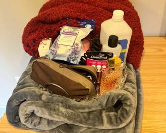 Decorative Glass Tray With Bathroom Items And Heated Blankets