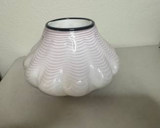 Vintage Blown Swirled Glass Vase with Fluted Edges