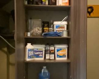 Storage Cabinet With Household Chemicals  Pond Cleaner