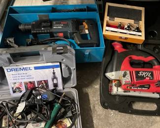 Bosch Bulldog Rotary Hammer Drill Skil Jig Saw and a couple Dremels