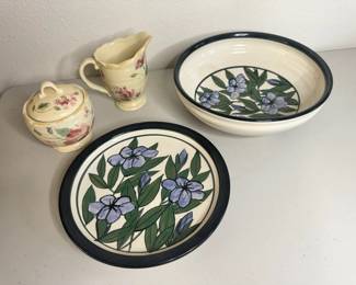 Pfaltzgraff Cream  Sugar With Handmade Pottery