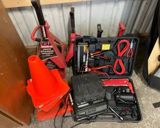 Car Repair Kit with Trickle Charger Jack Stands Cones and Replacement Radio