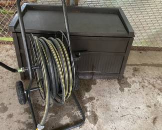 Suncast Outdoor Storage Bench And Hose With Wheeled Reel