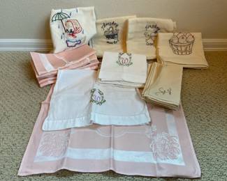 Embroidered Napkin and Dish Towel Sets