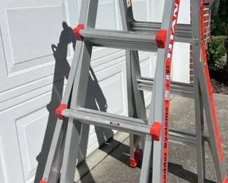 Little Giant Titan multi-position ladder system in excellent, lightly used condition. Extremely versatile and durable ladder designed for both professional and home use.    Specifications:  Brand: Little Giant Ladder Systems Model: AT17 Configuration Length: Up to 17 ft (multi-position) Duty Rating: Type I (250 lb capacity) OSHA & ANSI compliant   Features:  Multi-position design (A-frame, extension, stairway, and more) Heavy-duty aluminum construction Locking hinge system for secure positioning Integrated wheels for easy transport Compact foldable storage design   Condition:  Excellent condition – lightly used Clean with minimal wear All locks and hinges functioning properly Ready for immediate use   This is a high-quality, professional-grade ladder system known for versatility and durability—ideal for contractors, homeowners, and anyone needing a reliable all-in-one ladder solution.