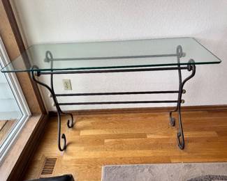 Scrolled Iron Base Glass Tabletop