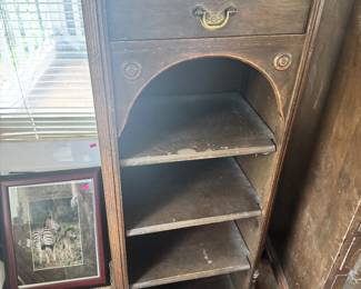 Vintage Dark Wood Music Cabinet