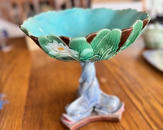 Holdcroft Majolica Dolphin-Base Compote
