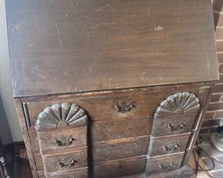 Vintage Mahogany Slant Front-Facing Secretary Desk