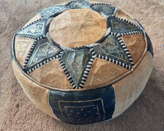 Vintage Moroccan Leather Puf